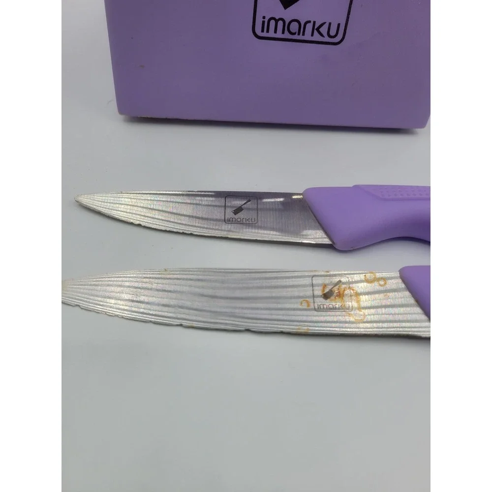 Imarku Purple Kitchen Knife Block Set and Silicone Wood Utensil Set 25+ Piece